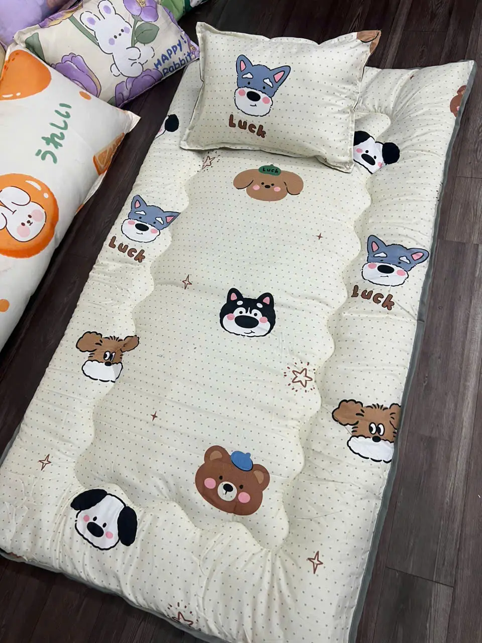 Bộ chăn gối cho bé đi lớp nệm dày 3cm,kích thước 80x140cm