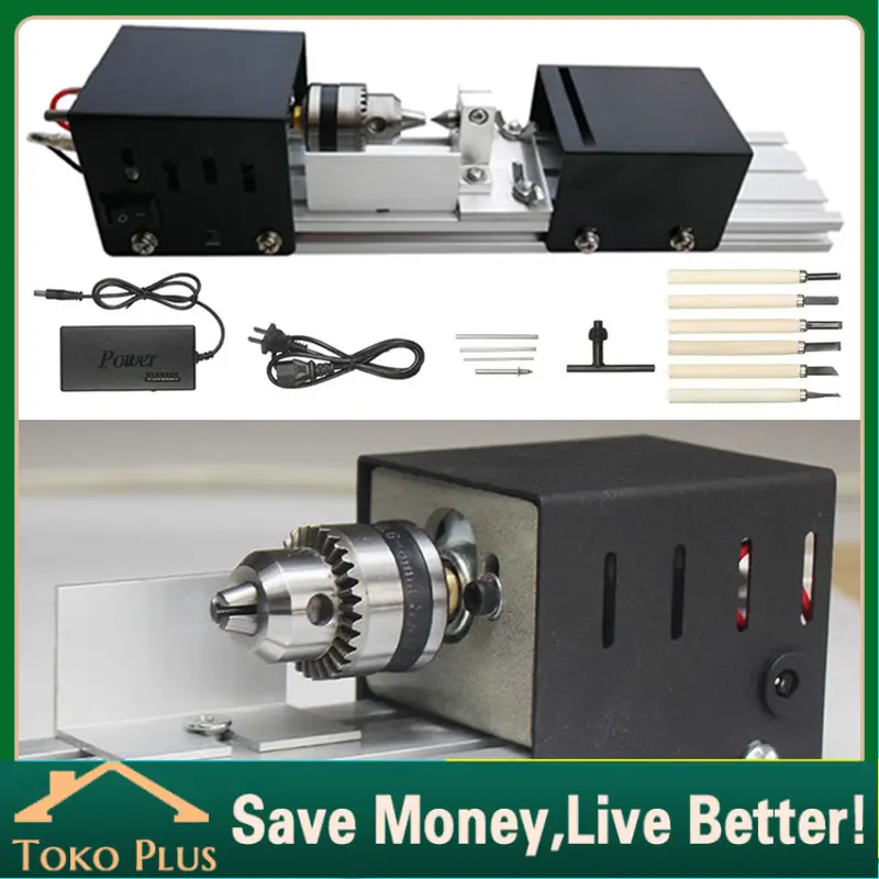 Mesin Bubut Kayu Mini Lathe Beads Jig-Saw Penggiling Alat Driller Kit Woodworking 150W dengan Fitur Pemolesan dan Pembuatan Kerajinan Kayu 0