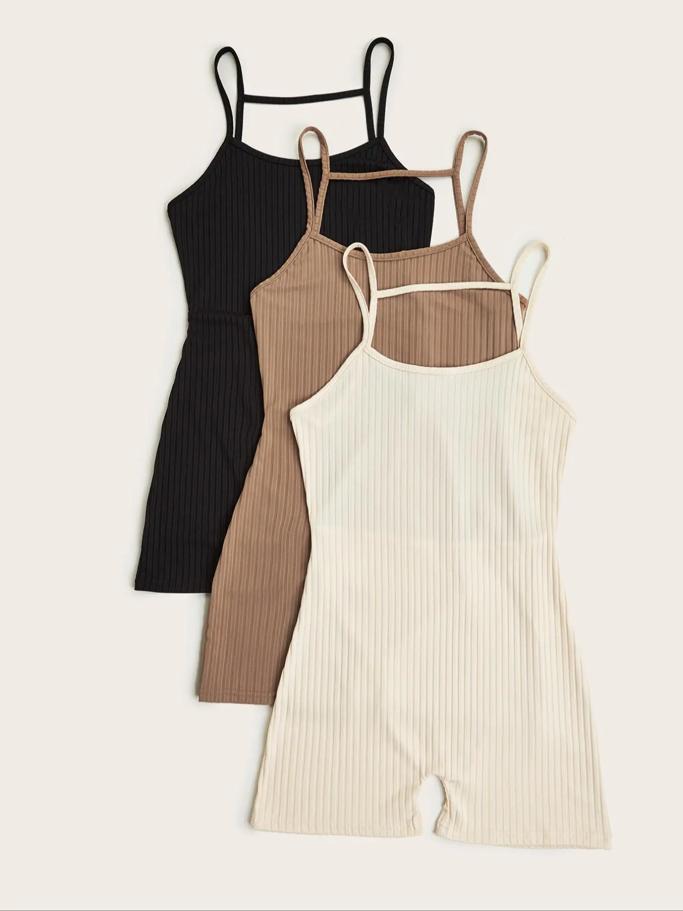 Women's Plain Textured Backless Lounge Cami Romper, Comfort Thin Casual Spaghetti Strap Sleeveless Pajama Romper, Summer Wear 2024, Summer Homewear, Womenswear