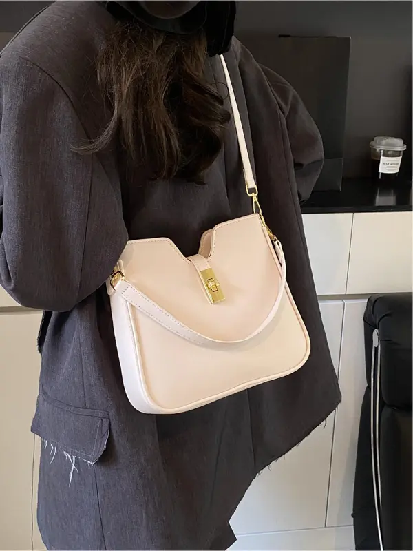 Women's Solid Color Shoulder Bag, Fashionable Minimalist Underarm Bag for Daily Used, Casual Trendy Versatile High-quality Daily Commuting Bag 2