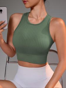 Women's Solid Color Sports Tank Top, Casual Sleeveless Round Neck Top for Daily Wear, Ladies Sportswear for Indoor Outdoor Wear