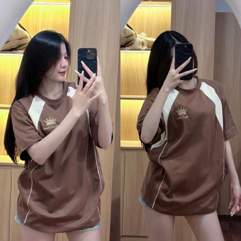 Áo phông unisex chất cotton khô 3158 form rộng freesize THÊU HÌNH M152