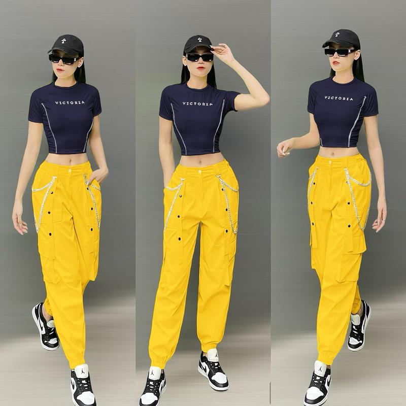 Product Introduction of Quần jogger thể thao nữ túi hộp dây xích cách điệu chất kaki tập zumba, aerobic, gym, dân vũ Sport Tập Thể Dục Thể Dục Tập Gym 37