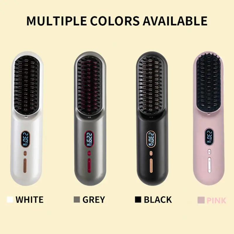 Wireless USB Fast Charging Hair Straightening Brush, 1 Count Portable Mini Hair Straightener Brush, Hair Styling Tool for Home & Salon Use 5