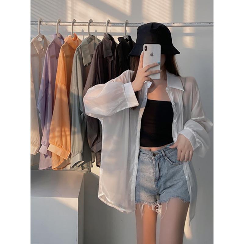 Áo Chống Nắng Mỏng, Thời Trang Nữ Mùa Hè, Áo Khoác Áo Cánh Voan Thường Ngày Dáng Rộng Hàng Mới Về 2024, Phong Cách Ins, Miễn Phí Vận Chuyển 1