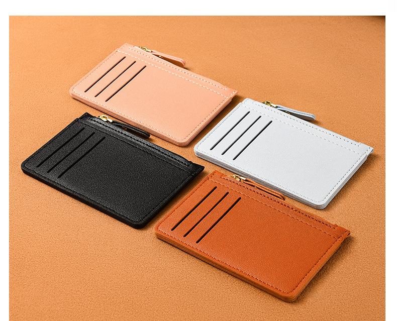 Product Introduction of Korean ultra-thin card bag for women, compact and simple, with multiple card slots and zippers. Small wallet, large capacity, ID card holder, card clip 45