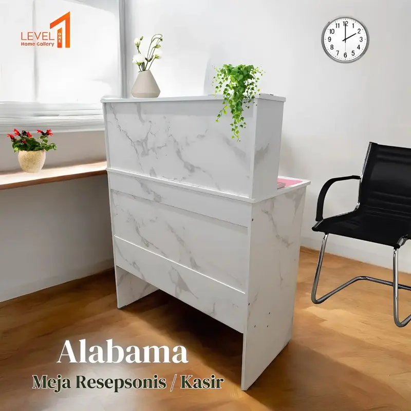 Alabama Meja Kasir 80 x 40 | Meja Resepsionis | Meja Kantor Minimalis Estetik Multifungsi dengan Drawer | Meja Kerja 5