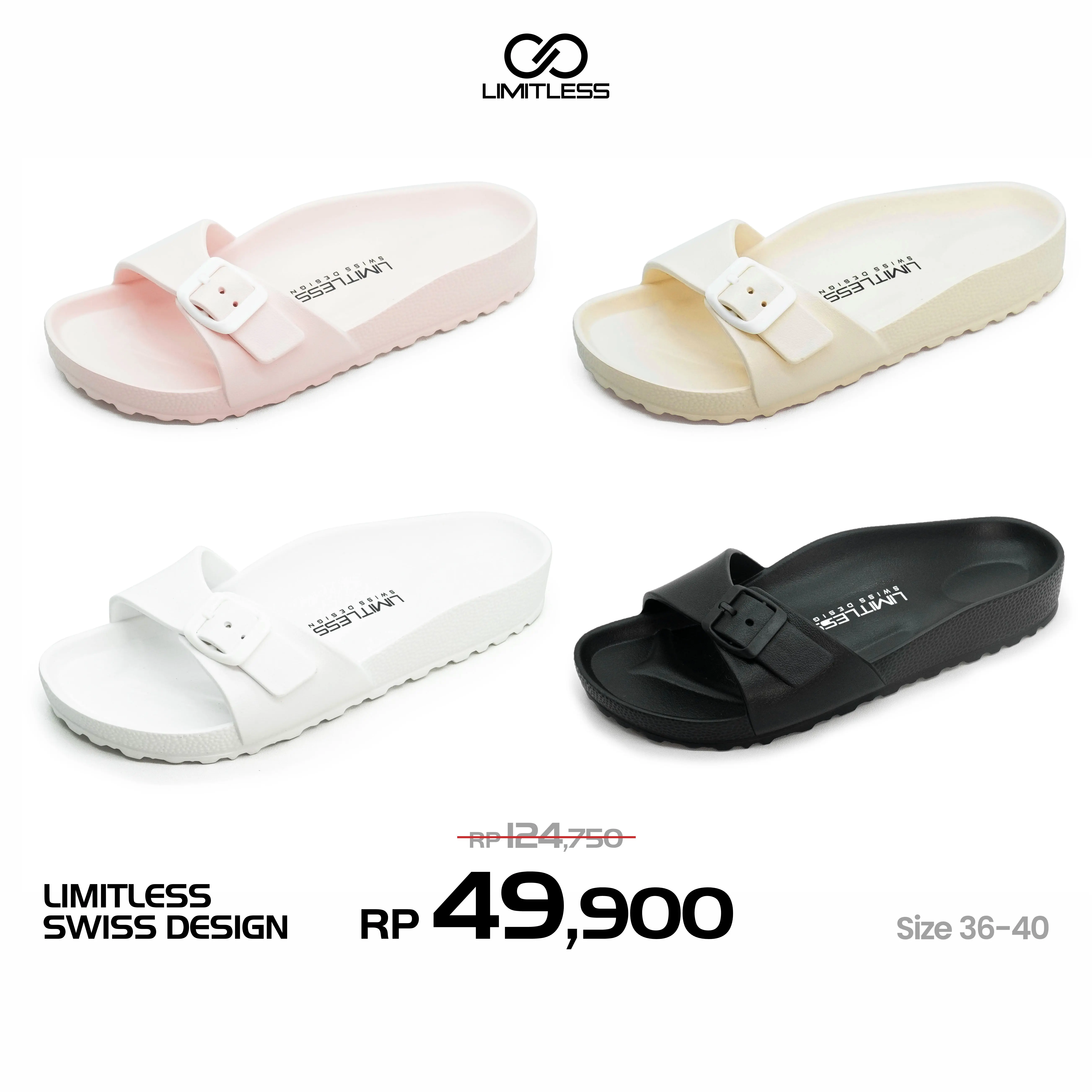Limitless - Sandal Wanita Selop Flat Phylon BELLA Sendal Slop Strap Tali Perempuan Anti Slip Ringan Terbaru Kekinian Cewek Strap Jepit
