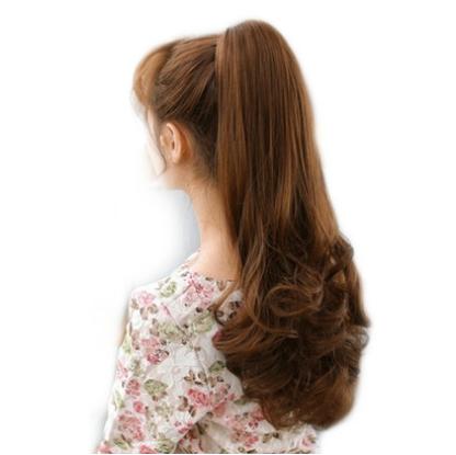 Rambut Palsu Hairclip/Hair Clip Panjang Bergelombang black ponytail Hairclip 4