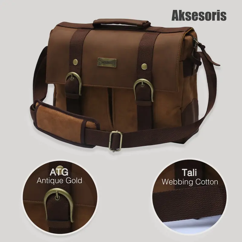 MAGE Postbag Messenger Bag | Tas Selempang Pria Premium | Sling Bag Sintetis Leather | Fit in Laptop 16 Inch 4