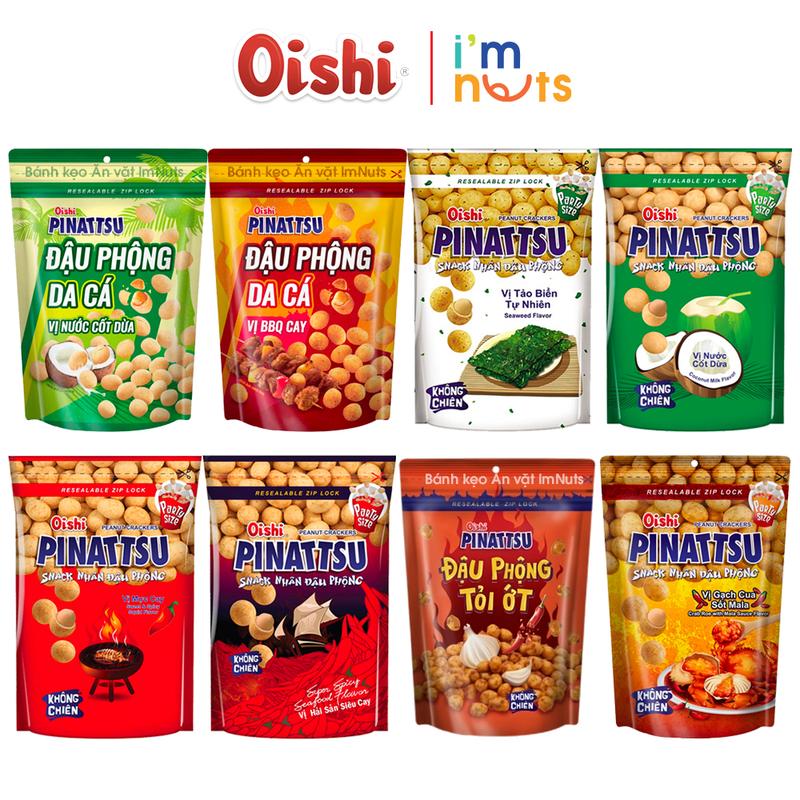 Combo 5 Gói Snack Nhân Đậu Phộng Pinattsu Oishi Đủ Vị Túi Zip