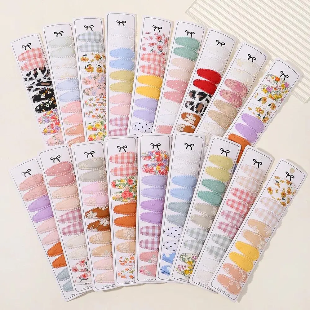 10/20PCS Print Cotton Alloy Hair Clip Hairpin for Girl Fabric Plaid Mini BB Hairgripes Sweet Headwear Kids Hair Accessories Gift
