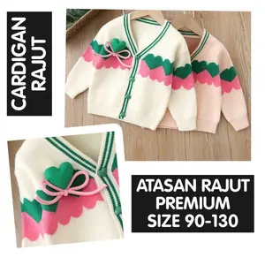 (CC-JKT) AT- 12 ATASAN ANAK RAJUT PREMIUM TEBAL CARDIGAN PIN/JEPIT PITA ANAK  SIZE 100-140