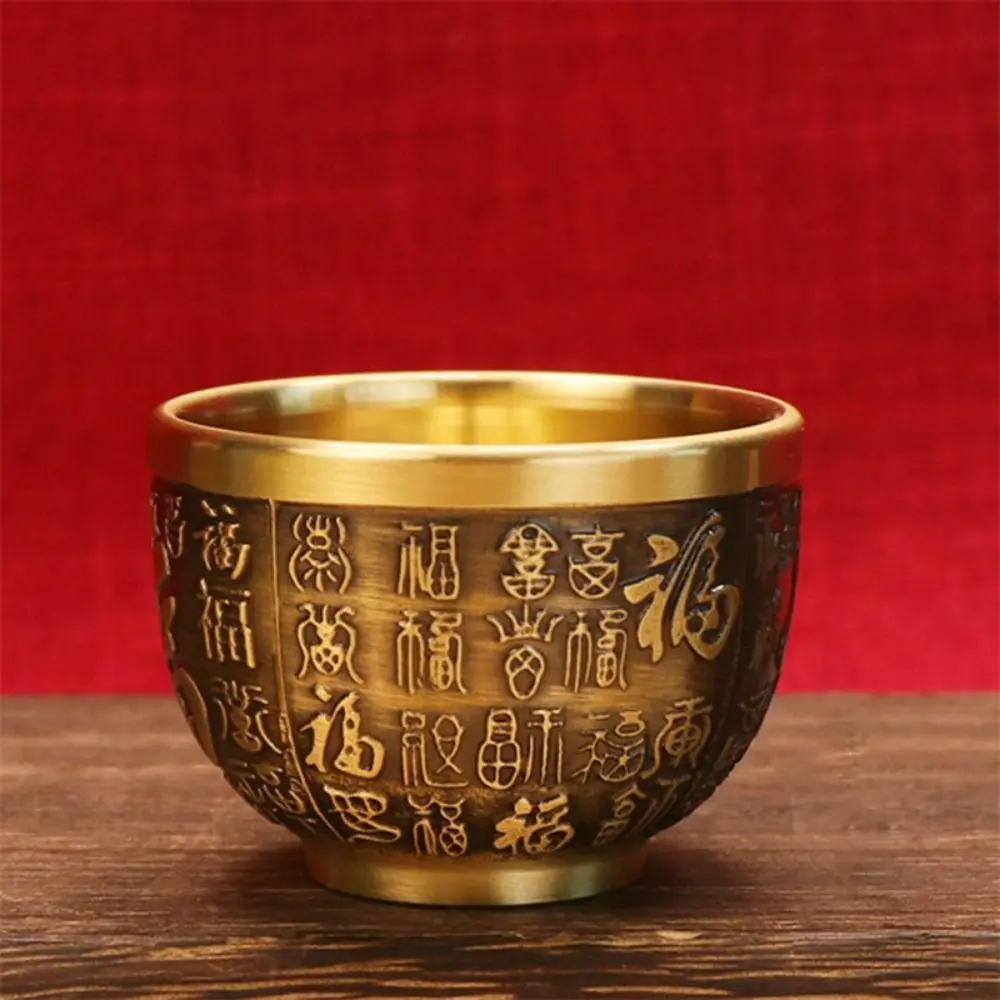 Đồ Trang Trí Xi Lanh Phượng Hoàng, Phong Cách Trung Quốc, Làm Bằng Đồng Thau Nguyên Chất, Cốc Uống Nước Truyền Thống, Bát Đồng Chạm Khắc Bằng Tay, Thích Hợp Cho Phòng Khách