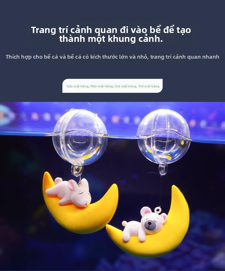 Product Introduction of Đồ Trang Trí Cảnh Quan Bể Cá, Thiết Kế Hình Gấu Mặt Trăng Và Thỏ Mặt Trăng Hoạt Hình, Nhỏ Và Mới, Thích Hợp Để Xem Bể Cá, Người Lặn Nổi bể  nhựa  lít bể  cá  siêu  độc  lạ bể  cá  siêu  độc  lạ 2