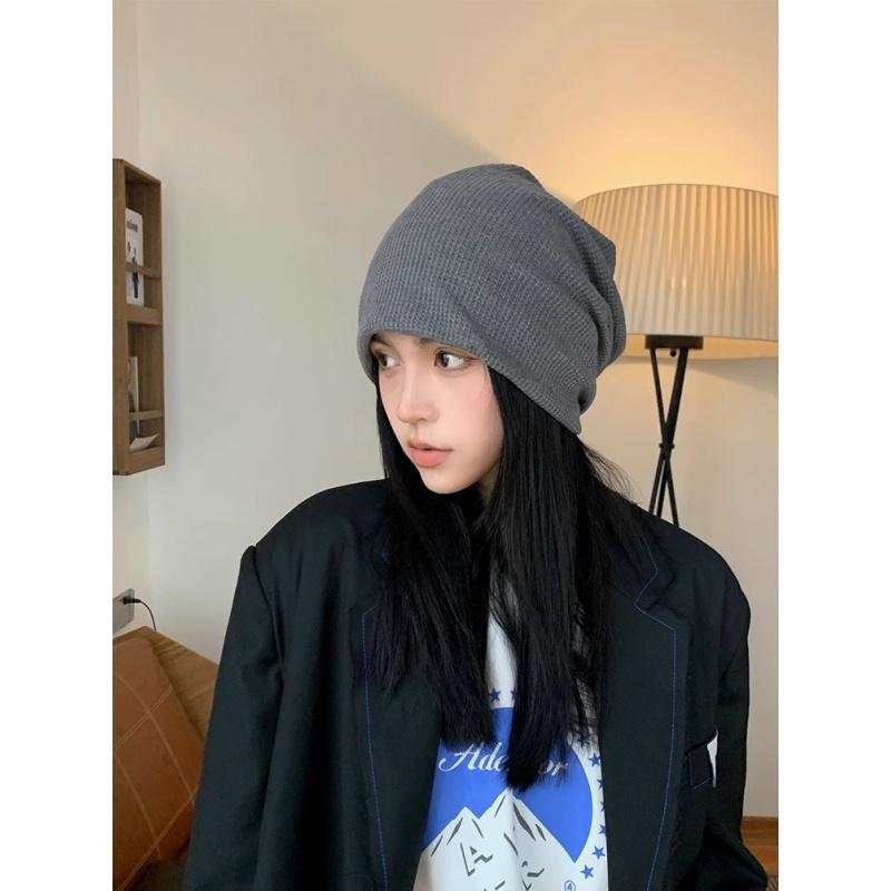Product Introduction of Hat Women's New Korean Style Knitted Pile Style Fashion Big Head Big Brim Show Face Small Toe Cap Japanese Style All-Matching Men's Hat 13