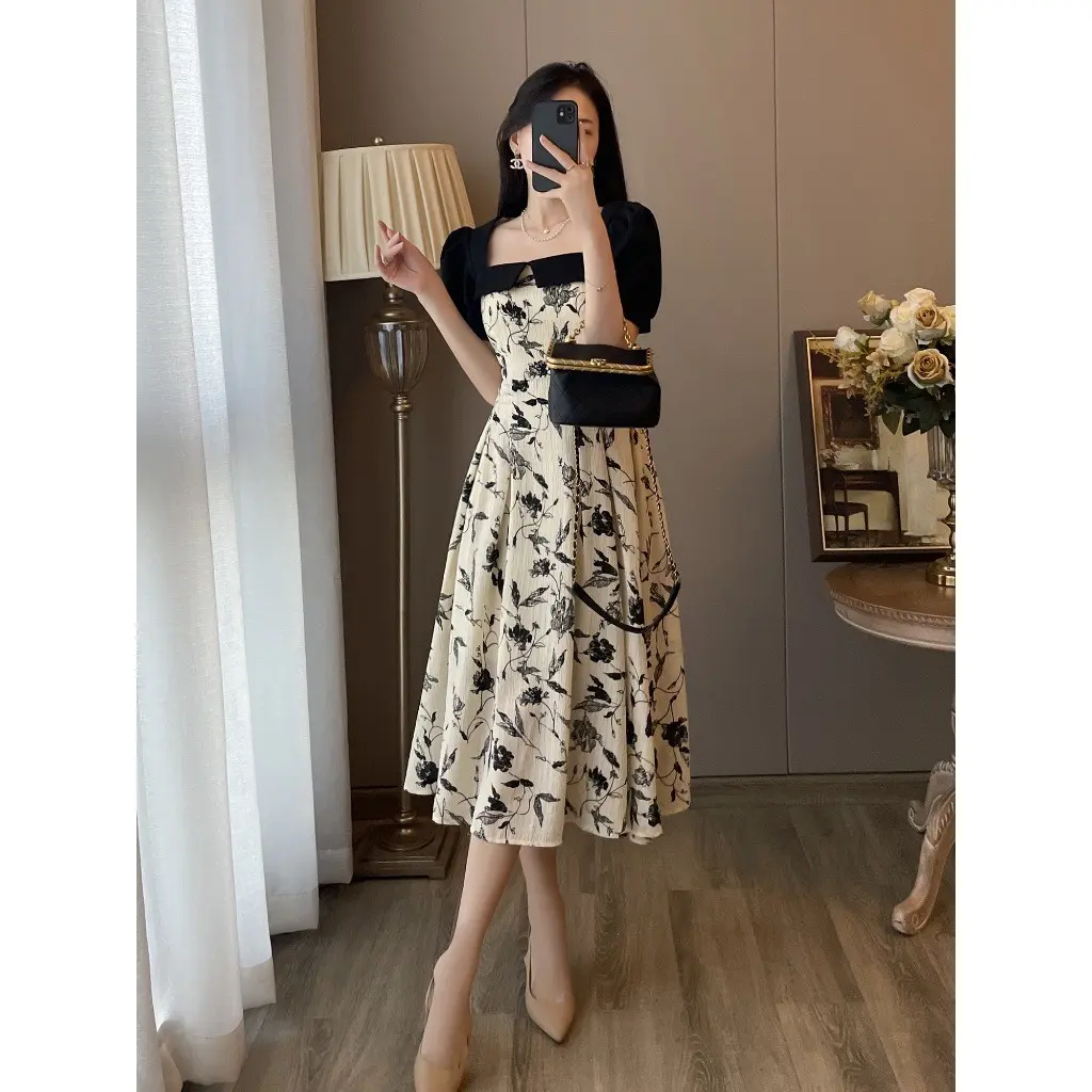 969 midi dress terbaru 2025 dress hitam bunga lengan pendek dress junboo natal wanita kekinian korea style elegan import - Shop | Tokopedia 969 midi dress terbaru 2025 dress hitam bunga lengan pendek dress junboo natal wanita kekinian korea style elegan import - Shop | Tokopedia