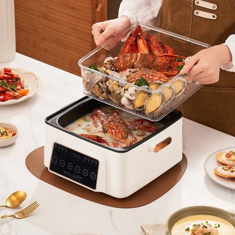 Nồi Hấp Kèm Lẩu Đa Năng Melody MLD-689 dung tích 24L + 4L ngăn lẩu, công suất 1200W sôi cực nhanh, Nồi Điện Nồi Lẩu, Bảo hành 12 tháng