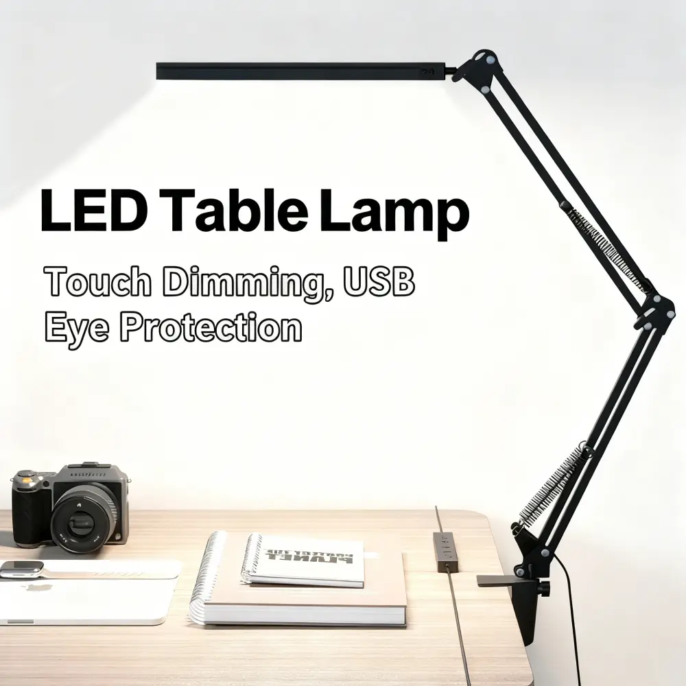 XYZ LED Desk Lamp - 3-Mode Dimmable, 360° Adjustable Clamp Light, Eye ...