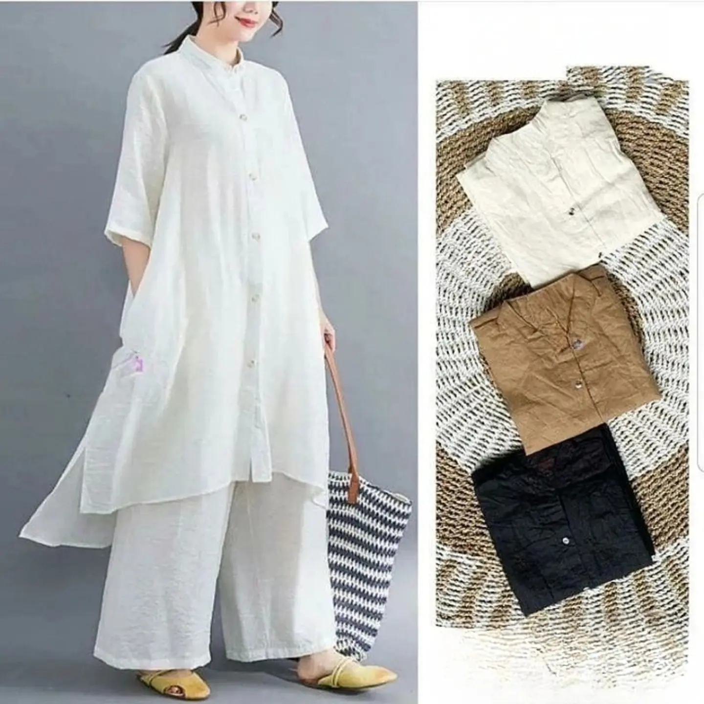 Model Baju Tunik Setelan Celana Dewasa Terbaru Titan Oneset Setelan Wanita Kekinian Bahan Katun Linen