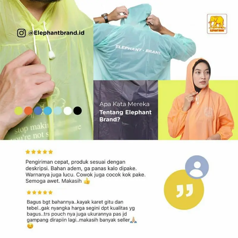 Jas Hujan Setelan Dewasa Ponco + Celana Midi / Elephant Brand 4
