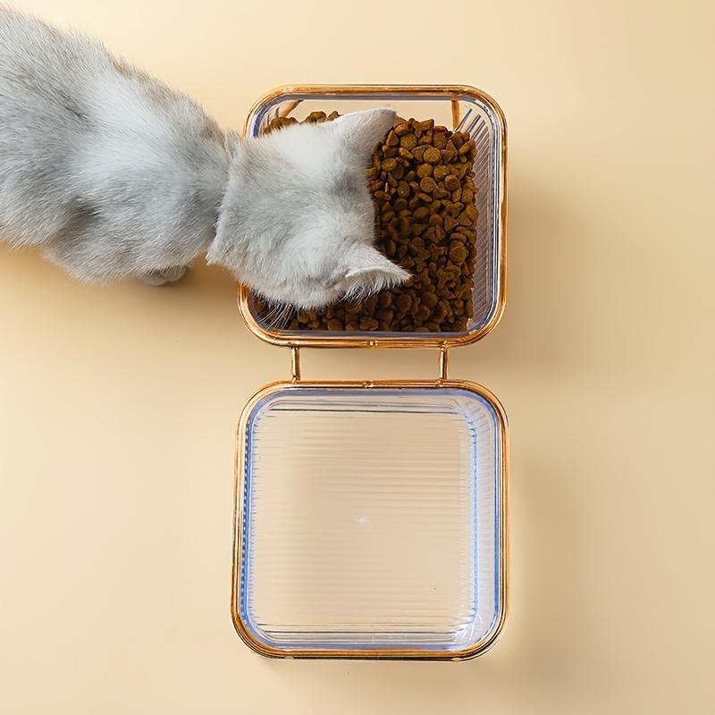 Transparent Three-dimensional Design Double  Bowls For Easy Feeding And Hydration - Ideal Pet Supplies camera collar pet slow feeder raised bowl cat water fountain dog walking hands free 5