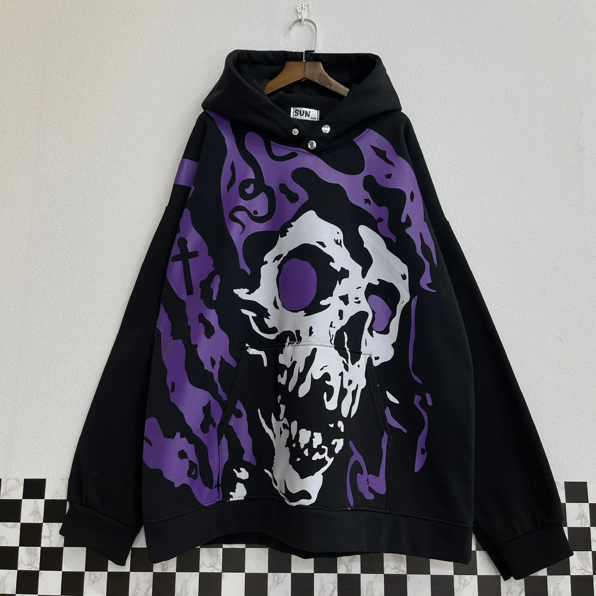 ÁO NỈ HOODIE SIU PHẨM ĐEN  CÚC BẤM ĐÂU LÂU FULL (ẢNH THẬT ) Menswear Tay Dài Dài Tay áo hoodie girl phố