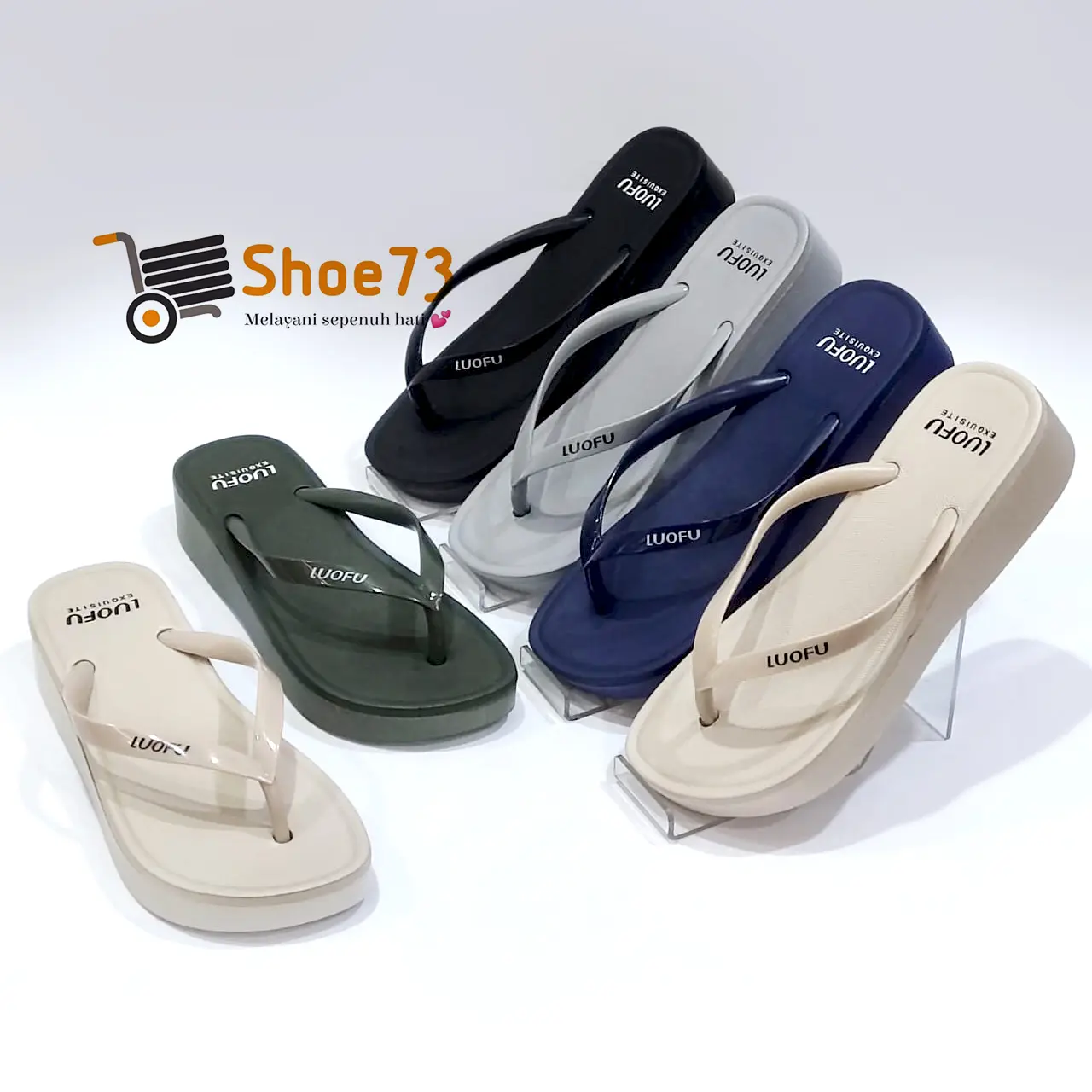 LUOFU F 2268 E01SL5W SIZE 36-40 ORIGINAL l Sandal wedges jepit jelly wanita l Sendal jepit cewek impor