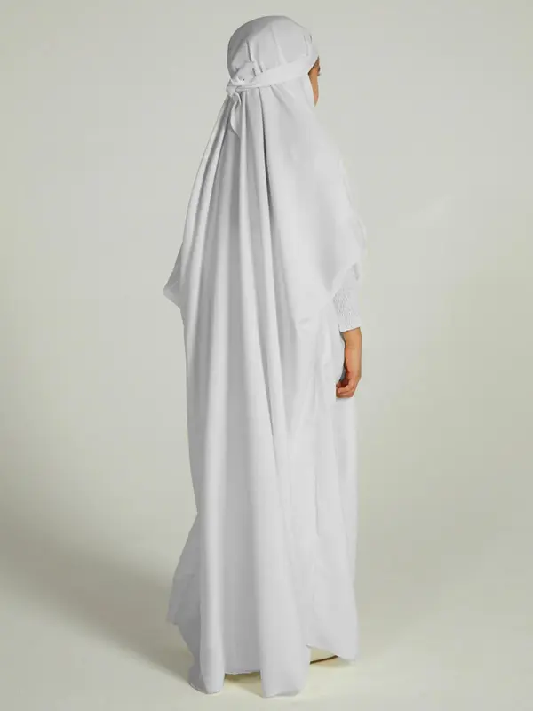 Girl's Solid Batwing Sleeve Tie Back Hoodie Abaya Dress, Modest Outfits, Casual Long Sleeve Elastic Cuff Loose Dress for Kids, Kids Clothing for Summer, Clothes for Girls, Kids Fancy Dress, Girl Clothes 7
