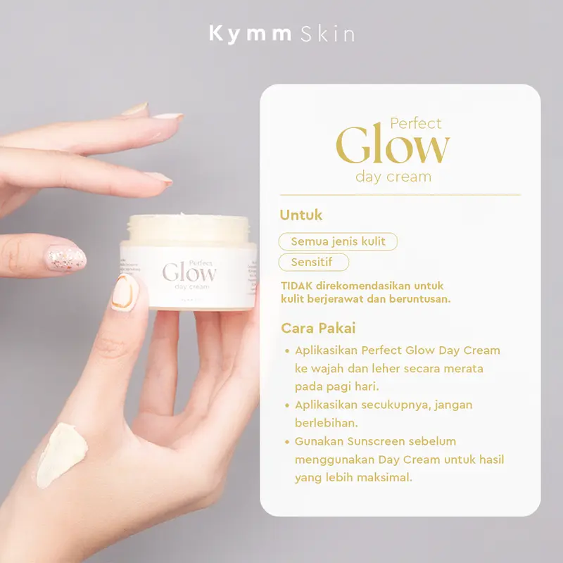 [EXCLUSIVE] KYMM SKIN Perfect Glow Day Cream 10gr with UV Protector & Anti Bluelight Kymm Skin | Krim Pagi Moisturizer Pelembab Perawatan Mencerahkan Pencerah Wajah Kusam Anti Aging Noda Hitam 5
