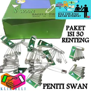 [SSM] (PAKET ISI 30 RENTENG) Peniti Swan Pin Baju Hijab Safety Pins Fashion Stainless Isi 12 Pcs