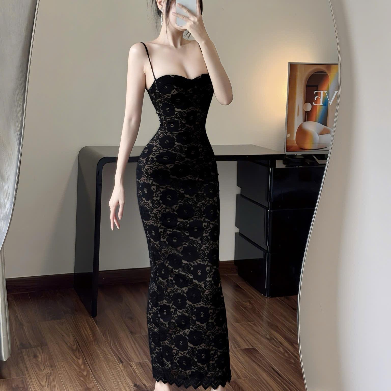 [MAISEY 2388] ĐẦM REN THUN ÔM BODY CAO CẤP