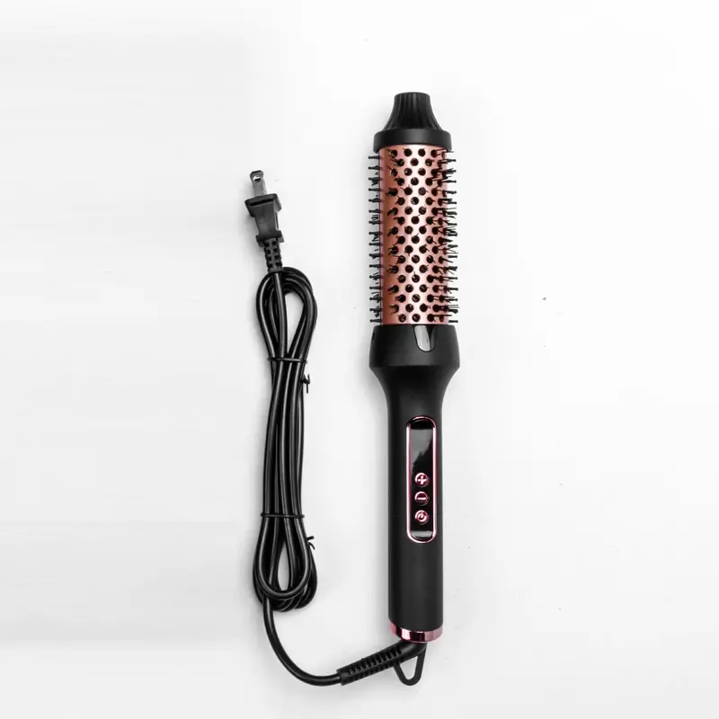 1.5 Inch Ionic Thermal Brush Curling Iron Brush, LED Display Heated Round Brush For Beach Waves 3