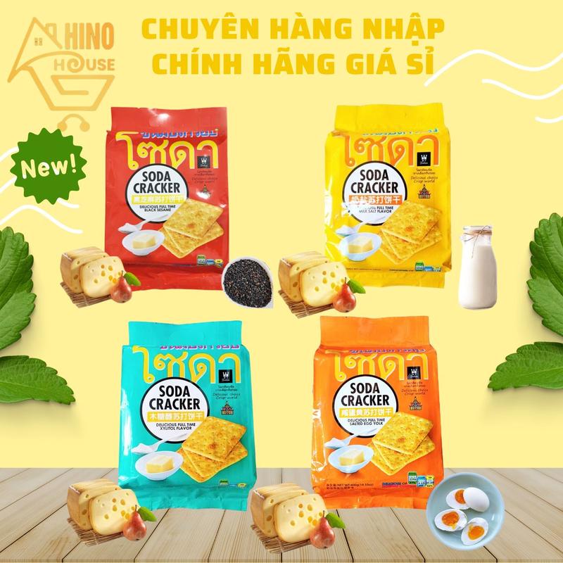 Bánh Quy Soda Cracker 400g Thái Lan Bánh Ăn Kiêng, Ăn Vặt Thơm Ngon Giòn Tan - Hinohouse