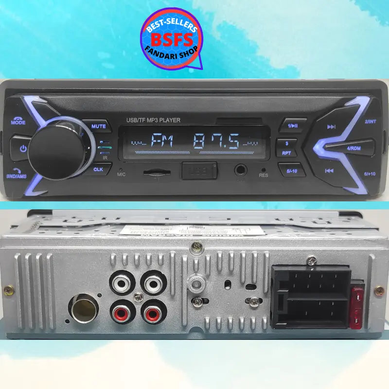Tianyu [COD] Tape BLUETOOTH tip Mobil AUDIO universal head unit singgle din Mp3 Player Dengan 7 Warna lampu tombol 12 volt Car Kabel 0