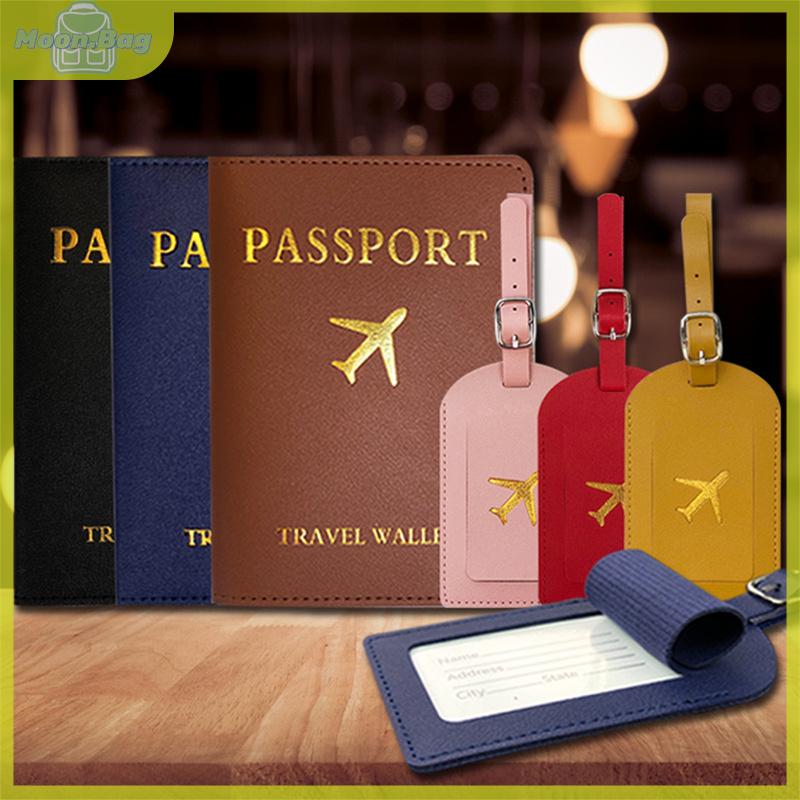 Pemegang Pasport dan Tag Bagasi Ringkas, Diperibadikan, Diperbuat daripada Kulit, Set Perjalanan untuk Pasangan, Termasuk Sarung Pasport 0