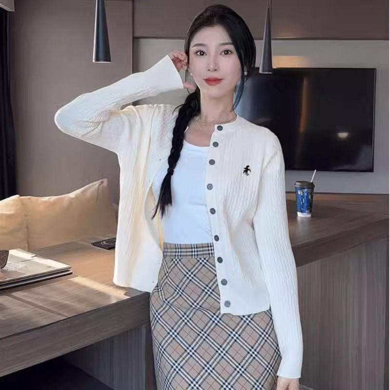 Áo Cardigan Dệt Kim Thêu Phong Cách Hàn Quốc, Dành Cho Nữ, Thời Trang Mới Mùa Thu, Dễ Phối Đồ Phong Cách Phương Tây, Bó Sát, Chống Lão Hóa, Áo Len Dài Tay Áo, Thời Trang Women Top Khuy 1