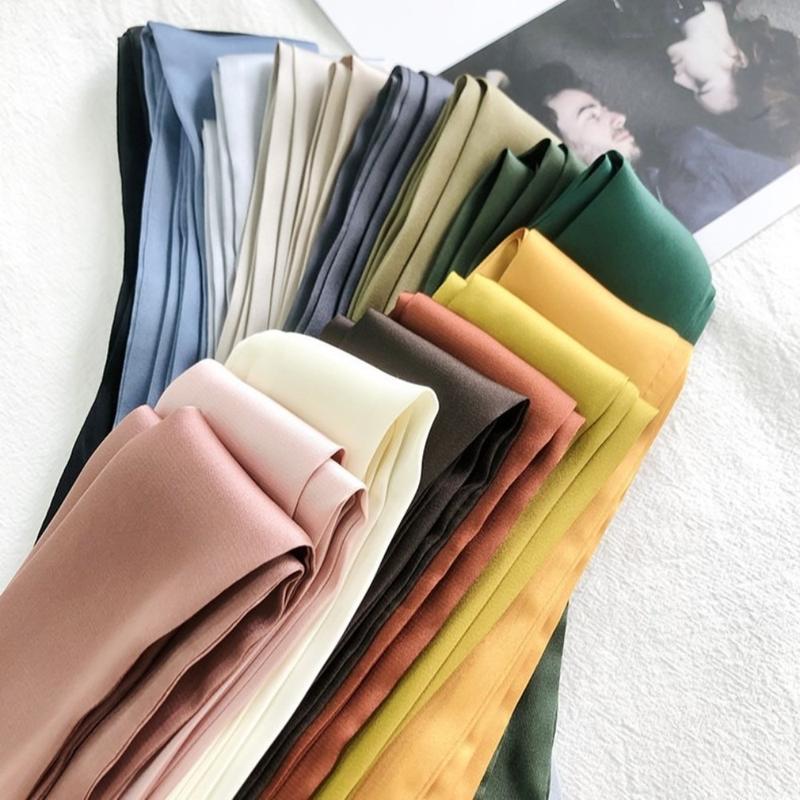 Product Introduction of wficee Delicate Long Hair Scarf Headband Favor Silk Hair Wrap Solid Color Neck Scarf Party Scrunchies 9
