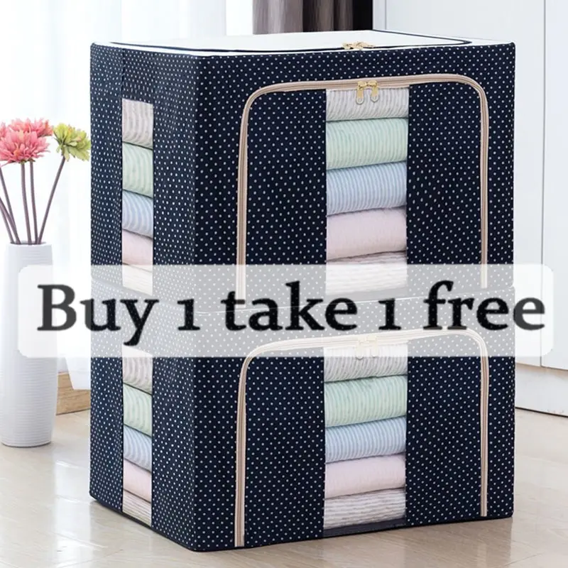 Buy 1 take1 free 100L Large capacity Stackable WaterProofOxford Cloth Material Storage Box OrganizerFoldable Durabox storagebox Steel Cabinet collapsible with lid Foldable Modern