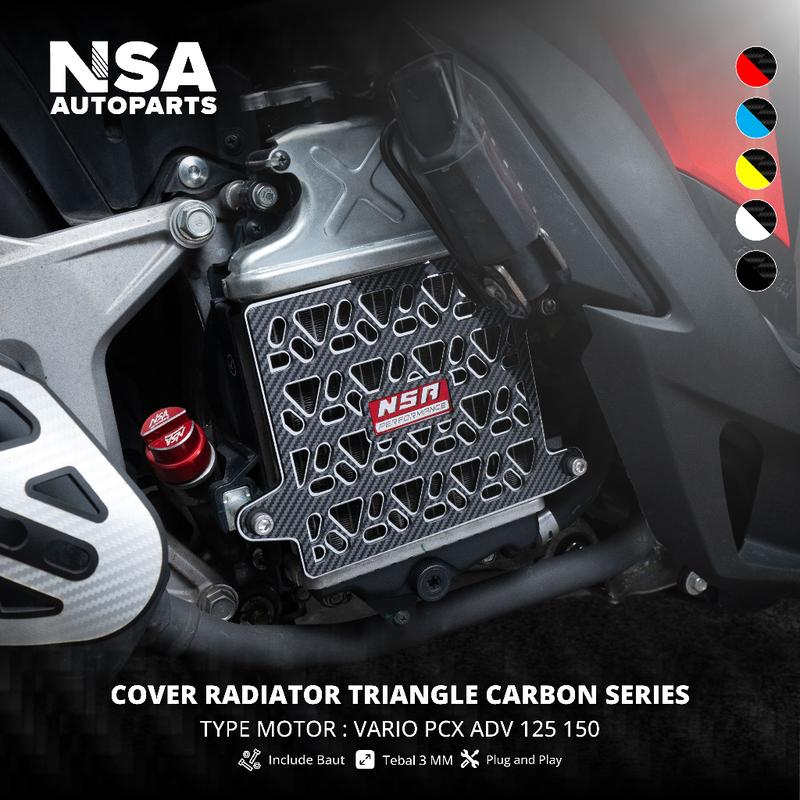 COVER RADIATOR TRIANGLE FACELIFT CARBON SERIES NMAX,AEROX,VARIO,PCX ADV ...