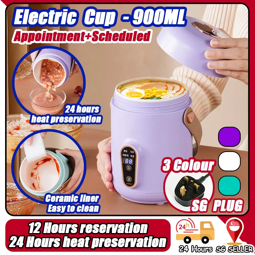 ReadyStock - Mini multi-function electric stew pot portable intelligent slow rice cooker stew porridge soup electric cooker Portable Rice Cooker Mini 900ml  Slow Cooker