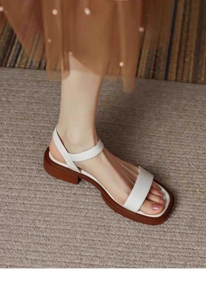 Product Introduction of Soft bottom low heel real leather flat bottom Roman style sandals for Women large size slip-on summer shoes comfortable 10