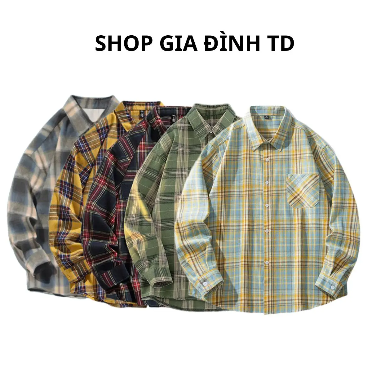 TD25 - Áo Sơ Mi Flannel Kẻ Caro Dài Tay Nam Nữ Thơi Trang Trẻ Trung Chất Cotton Dày Dặn Thoáng Mát - Có Cổ - Menswear 06 Shirt