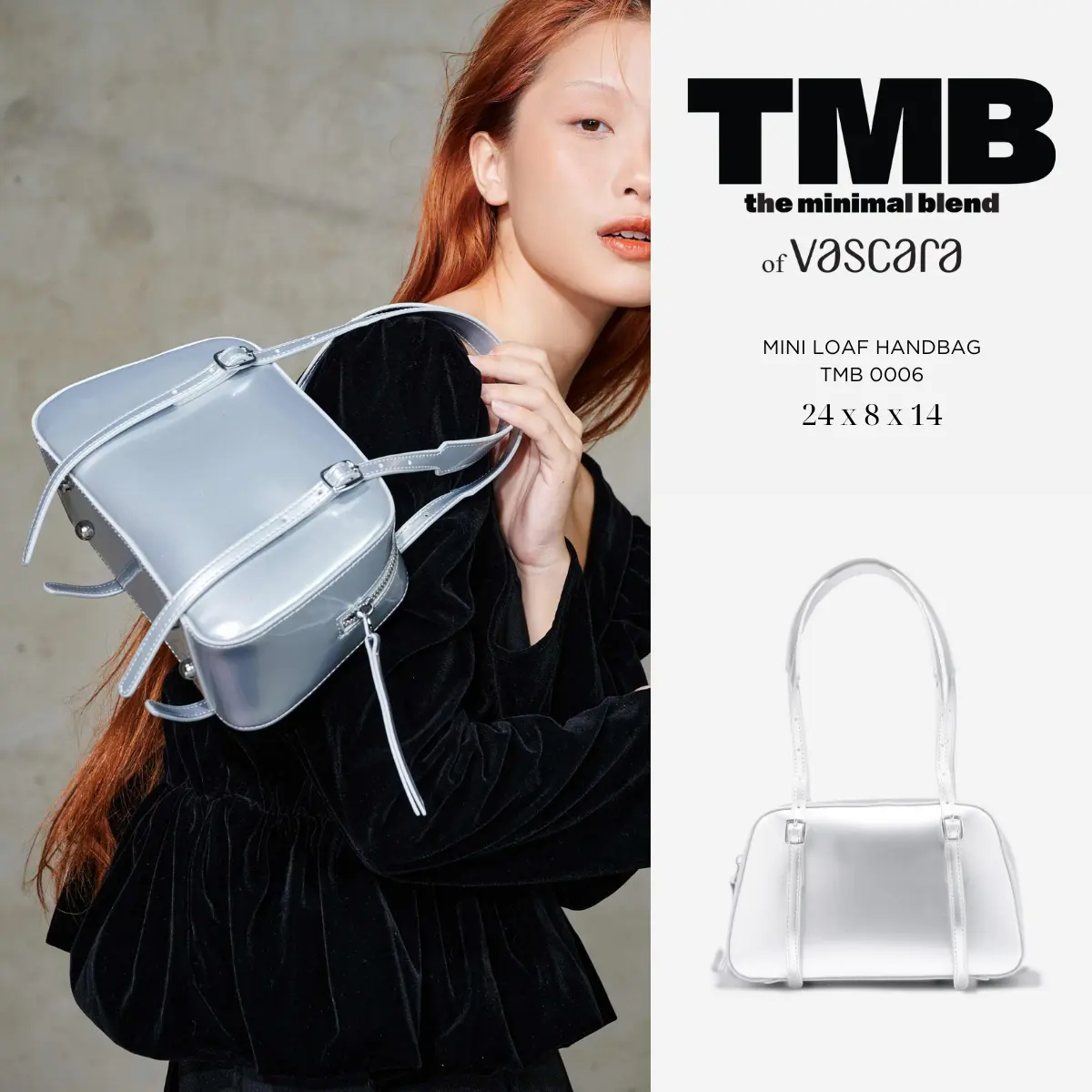 Túi nhỏ cầm tay MINI LOAF HANDBAG màu bạc TMB 0006 - TMB of Vascara