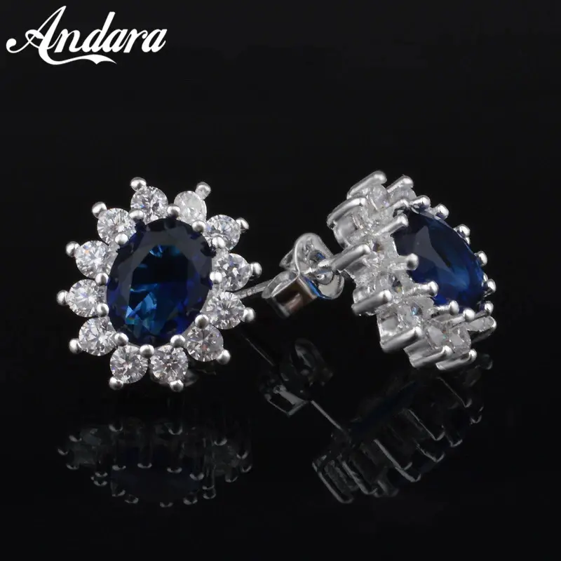 Sapphire Earrings for Women, 925 Sterling Silver, Jewelry with Amulet, Wedding Gift, New Style, 2023