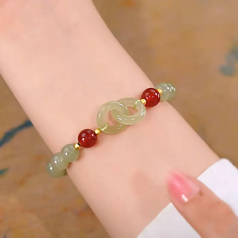 Vòng Tay Hạt May Mắn, Dành Cho Phụ Nữ, Thiết Kế Tinh Tế Phong Cách Trung Quốc, Vòng Tay Khóa Trái Tim, Vòng Tay, Phụ Kiện Thời Trang, Tuyệt Vời Làm Quà Tặng Voi Kiềng Voi Kiềng