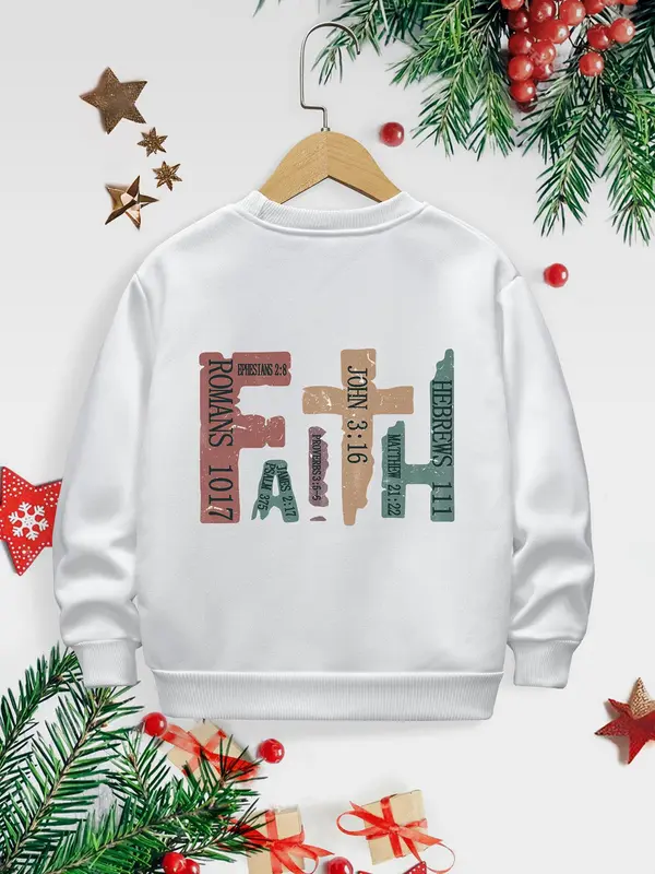 Boy's Letter Print Crew Neck Sweatshirt, Casual Long Sleeve Pullover for Fall & Winter, Kids Clothes for Daily Wear 4