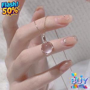 สร้อยคอจี้กลม Chalcedony สีขาว พร้อมสต็อก ปี 2025 โซ่กระดูกไหปลาร้าอเนกประสงค์ แฟชั่น สไตล์ส่วนตัว เครื่องประดับหรูหรา สไตล์ใหม่ ราคาไม่แพง แฟชั่น