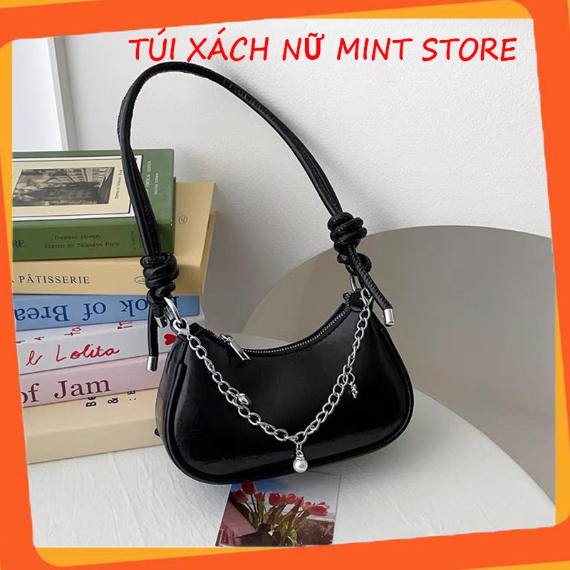  Túi xách nữ túi đeo vai đeo chéo quai tròn dáng bầu phối xích đẹp da pu thời trang bag 779 Nhung 