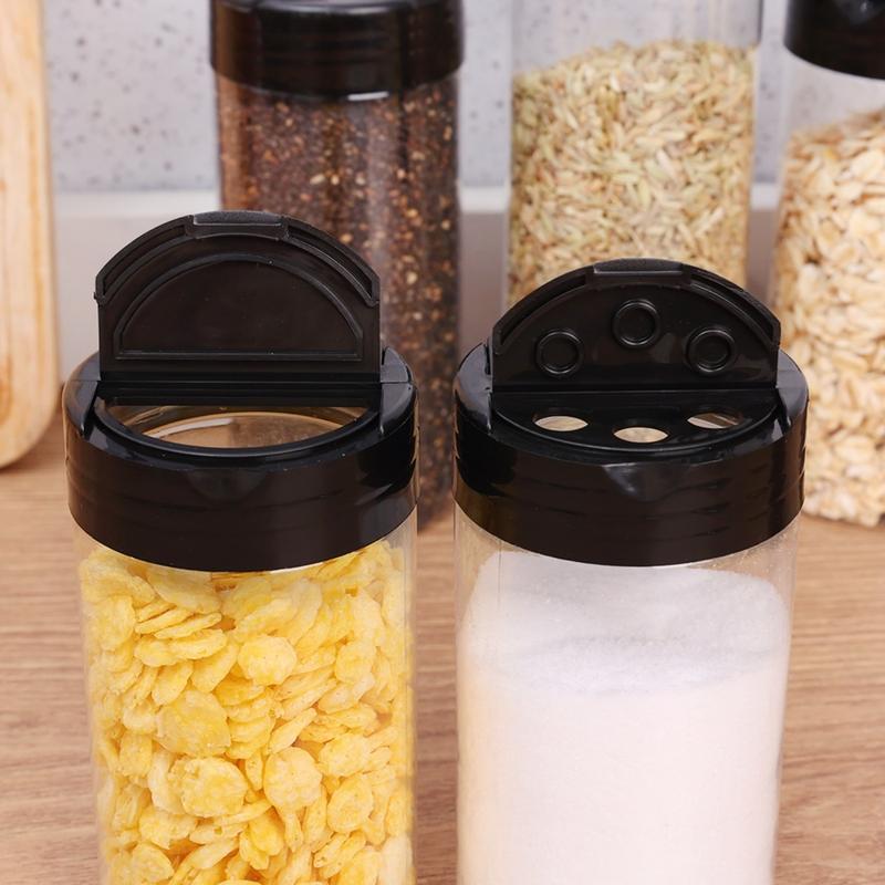 New Arrival 100ML-300ML Clear Plastic Spice Jar Double Flip Cover Design Kitchen Seasoning Containers Spice Powders Seasoning Box 4